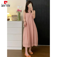 皮爾卡丹（pierre cardin）粉色法式甜美雪紡背心無(wú)袖連衣裙2025新款夏季裙子收腰顯瘦長(cháng)裙 櫻花粉色 S