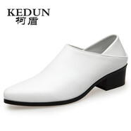 柯盾（KEDUN）春季男士正裝皮鞋男韓版真皮商務(wù)休閑男鞋英倫軟皮潮流軟底鞋子男 白色 38