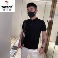 啄木鳥(niǎo)（TUCANO）翻領(lǐng)短袖polo 衫男潮牌夏季t恤韓版修身潮流2025休閑體恤上衣 黑色 M