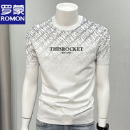 羅蒙（ROMON）歐洲站T恤男2025新款歐貨印花短袖T恤上衣夏季超火修身顯瘦體恤男 白色 XL 【115-130斤】