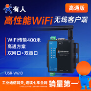 有人wifi串口服務(wù)器RS485/RS232/RJ45網(wǎng)口/WIFI三者互轉(zhuǎn)Modbus網(wǎng)關(guān)MQTT協(xié)議USR-W610 高通版雙網(wǎng)口WiFi無(wú)線客戶端（W610）