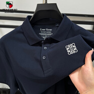 西域駱駝（VANCAMEL）重磅棉Polo衫男夏季潮牌翻領(lǐng)短袖T恤下擺開(kāi)叉全棉體恤衫潮 藏青色 M /165
