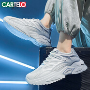 卡帝樂鱷魚（CARTELO）老爹鞋男鞋秋季鞋子男網(wǎng)面鞋厚底休閑鞋男士運動鞋 白湖蘭 39