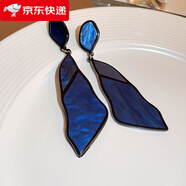 巴克樂樂銀針幾何不規(guī)則耳環(huán)時(shí)尚亞克力氣質(zhì)耳釘歐美夸張大氣新款耳飾 2#銀針-藍(lán)色