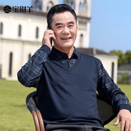 寶財羊中老年假兩件長(cháng)袖t恤男春秋裝爸爸裝polo格子針織衫老人上衣服