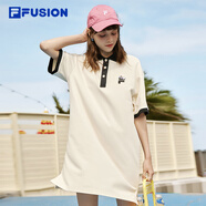 FILA FUSION斐樂(lè )潮牌女子連衣裙夏時(shí)尚寬松簡(jiǎn)約POLO領(lǐng)連身裙 乳糖色-BG L （170/88A/L）