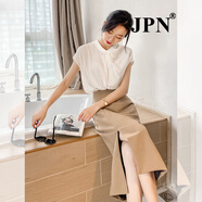 JPN香港潮牌職業(yè)套裝裙女2025夏季新款短袖襯衫氣質(zhì)女神范裙子兩件套 米白 L