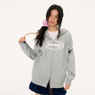 Mmlg【明星同款】開(kāi)衫衛衣女男秋新款寬松百搭雙拉鏈上衣情侶連帽外套 花灰色 S