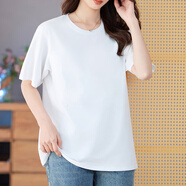 PHJ白色短袖t恤女夏季新款寬松顯瘦遮肚圓領(lǐng)打底衫上衣韓版時(shí)尚小衫 白色 M