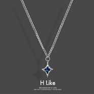 胖東來(lái)品質(zhì)蛇骨鏈湖水藍十字星項吊墜飾品鈦鋼個(gè)性短款衛衣男女氣 細o字鏈42cm女生短款 湖水藍小十