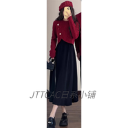 JTTCAC日本情侶裝秋冬2025新款ins超火毛衣連衣裙一男一女法式針織衫潮 女毛衣+裙子 XL