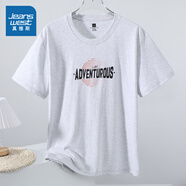 真維斯（Jeanswest）【商場同款】真維斯男裝 2025夏季新款 美式休閑上衣圓領(lǐng)短袖T恤 淺花灰2086 XL