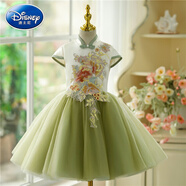 迪士尼（Disney）女童禮服森系公主裙中國風(fēng)古箏花童演出服兒童大合唱蓬蓬裙復古春 綠色立領(lǐng) 100 cm