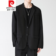 皮爾卡丹（pierre cardin）針織2025休閑西裝外套男春夏寬松制服上衣韓版潮流男士雅痞帥小 K13黑色 M