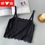 雅鹿白色吊帶抹胸蕾絲打底防走光裹胸女夏防曝光小背心打底衫內(nèi)搭內(nèi)衣 黑色1件裝) 均碼 加大碼建議111-130斤)