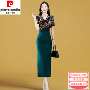 皮爾卡丹感包臀連衣裙2025年夏裝新款女裝名媛氣質夏季彈力雪紡裙子潮 綠色 M M建議85-100斤