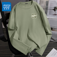 真維斯長(cháng)袖t恤男2025學(xué)生帥氣潮流純棉體恤春夏新款潮牌ins寬松大碼衣服 棕櫚綠(好運未來(lái)胸標) S (165) (品控嚴格)