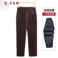 恰凡（QIAFAN）媽媽燈芯絨褲子女條絨長(zhǎng)褲秋冬新款休閑褲中老年冬季外穿加絨加厚 Fkyh5rerh 咖啡色 加絨 4XL （建議135-150斤）