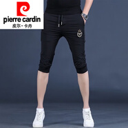 皮爾卡丹（pierre cardin）歐洲站男士夏季潮牌薄款七分褲皇冠蜜蜂印花時(shí)尚短褲潮百搭中褲男 黑色 XL 130-150斤