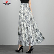 皮爾卡丹（pierre cardin）2025夏季新款復古水墨印花雪紡半身裙女高腰大碼修身a字大擺長(cháng)裙 K5水墨印花 S 1.8-1.9尺