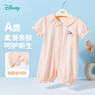 迪士尼童裝女童時尚休閑連體衣爬服夏季新款 淺粉  80cm 