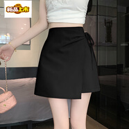 初徑2025新款西裝不規則半身裙夏高腰顯瘦a字裙遮胯包臀甜美百搭短裙 黑色 【自帶安全褲】 XL 【116-125斤】