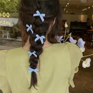 蕊希多色絲帶蝴蝶結迷你小發(fā)夾甜美可愛(ài)發(fā)卡碎發(fā)發(fā)夾甜妹發(fā)飾新年發(fā)夾 藍色格子【8個(gè)】