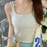 栢啟歆吊帶背心女修身顯瘦百搭韓版夏季紅色吊帶帶胸墊內(nèi)衣 淺花灰【帶胸墊】建議80-110斤