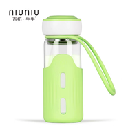 百拓牛牛NEWSNEAT男女學(xué)生可愛(ài)高硼硅玻璃杯便攜泡茶杯耐高溫防燙 260ml 紫