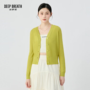 深呼吸DEEP BREATH女裝V領(lǐng)天絲三醋酸蔥紗針織開(kāi)衫女A400713 檸檬黃 S (2)