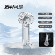 邦克仕（Benks）家用新款制冷手持風扇 usb充電登山扣半導體冰敷迷你透明小電風扇 W20-透明白（不帶制冷）