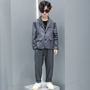 S.SOFEA男童英倫小西裝套裝帥氣休閑春秋男孩韓版兒童禮服 灰色GMT006632西裝 110 cm