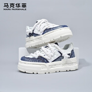 馬克華菲男鞋2025鞋子男款男士厚底增高小白鞋休閑鞋板鞋 布魯斯藍 41