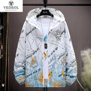 VEDEOL冰絲速干防曬衣男皮膚衣男服夏季薄款連帽釣魚戶外夾克外套 淺藍(lán)色 L -體重105-120穿合適