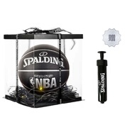 斯伯?。⊿PALDING）斯伯丁 x NBA PRO GRIP系列 PU籃球 輕便 彈跳性強 手感舒適 黑色 禮盒裝+SPALDING打氣筒