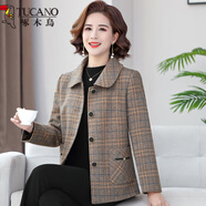 啄木鳥(niǎo)中年媽媽春秋時(shí)尚洋氣春季外套女款老年人中老年2025新款春裝上衣 卡其色 [春秋款] 常規 3XL [116-130斤左右穿]