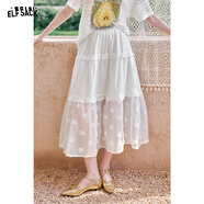 妖精的口袋【嘻嘻不嘻嘻】波嬉風(fēng)白色連衣裙女25年夏季新款t恤半身裙套裝裙 白色空間（半裙） M