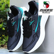 西域駱駝（VANCAMEL）品牌男鞋夏季透氣網(wǎng)面休閑運動(dòng)鞋男2025新款跑步鞋男超輕減震 D-62黑色 39