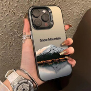 科博龍倒影雪山適用iPhone16promax手機殼蘋果15plus保護套14歐美13全包12防摔11軟殼XS/R【鏡頭保護】 彩銀殼-黑色-倒影雪山 iphonexr