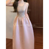 無(wú)標優(yōu)品【山茶瑪德琳】法式小香風(fēng)連衣裙繭型拼接傘裙收腰氣質(zhì)長(cháng)裙88134 淺粉色 L 均碼