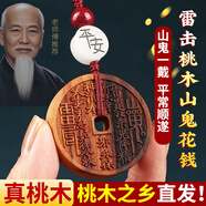 納知軒桃木山鬼花錢真品山花錢吊墜雷擊貔貅平安扣鑰匙掛件項鏈護(hù)身符 【雷擊桃木】棕繩吊墜款