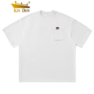 KIN DON棉質(zhì)短袖T恤男春夏新款寬松休閑情侶潮牌體恤衫2025新款 白色 M