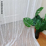 窗簾蕾絲布料舞臺婚禮白紗幔臺窗簾甜品臺桌布網(wǎng)紗婚慶道具防塵罩 白色桃花朵朵豎條 3米(1.5米左右寬)