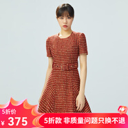 哥弟真的好（GIRDEAR）女裝氣質(zhì)修身高腰小香風(fēng)連衣裙短裙A500179 紅 L (4碼)