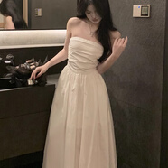 妙奕嘉白色抹胸連衣裙裙子女士夏季新款純欲長(cháng)裙小禮服少女感氣質(zhì)高級感 法式抹胸連衣裙【白色】 均碼 【建議80-125斤】