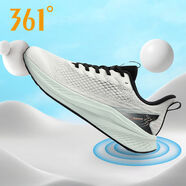 361°男鞋鋒熠6代運動(dòng)鞋25年夏季新款網(wǎng)面透氣Q彈科技緩震跑鞋男 羽毛白/糖霜薄荷 44