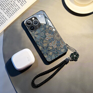 七代目民族風(fēng)圖騰掛繩適用蘋(píng)果15手機殼iphone14promax女新款13pro鋼化玻璃12防摔xr全包xsmax硅膠6/7/8p PT浮雕圖騰-黑色編織花繩 iPhone 6 plus