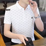 花花公子（PLAYBOY）珠地棉男士polo衫短袖T恤男裝翻領(lǐng)夏季20245新款有領(lǐng)冰絲夏裝衣服 24051白色 L 170
