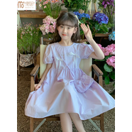 莫代爾女童純棉連衣裙2024新款無袖兒童夏季新款花朵公主裙女孩背心裙 紫色D款 120 建議身高110-120cm5-6歲