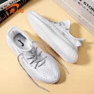 貴人鳥(niǎo)運動(dòng)鞋子男秋冬季網(wǎng)面情侶休閑鞋輕便爆米花軟底回彈減震椰子鞋男 白色 43 (265mm)